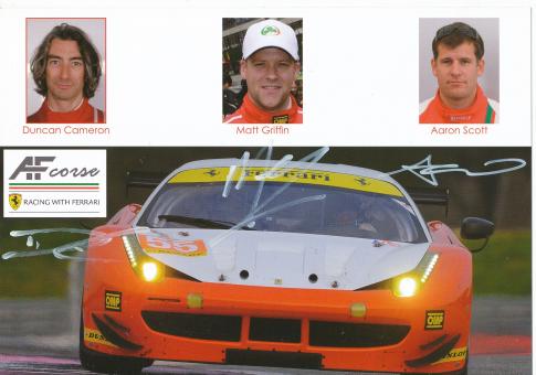 Duncan Cameron & Matt Griffin & Aaron Scott  Ferrari  Auto Motorsport  Autogrammkarte original signiert 