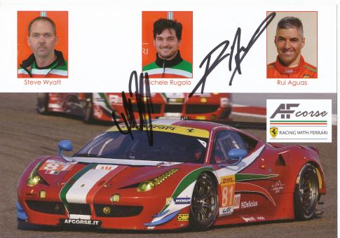 Michele Rugolo & Rui Aguas  Ferrari  Auto Motorsport  Autogrammkarte original signiert 