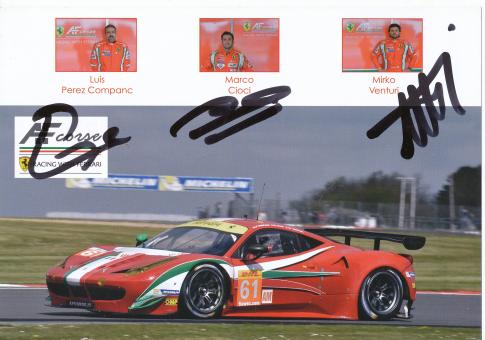 Luis Perez Companc & Marco Cioci & Mirko Venturi  Ferrari  Auto Motorsport  Autogrammkarte original signiert 