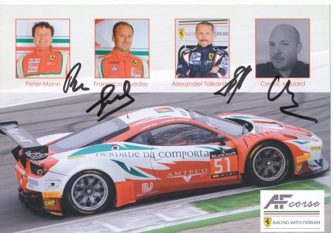 Peter Mann & Francisco Guedes & Alexander Talkanitsov & Cedric Mezard  Ferrari  Auto Motorsport  Autogrammkarte original signiert 