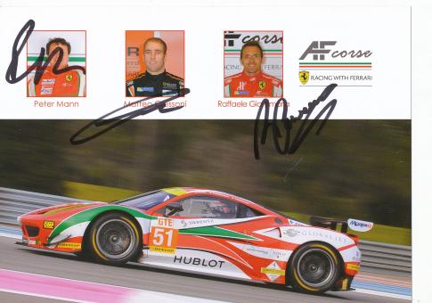Peter Mann & Matteo Oessoni & Raffaele Giamana  Ferrari  Auto Motorsport  Autogrammkarte original signiert 