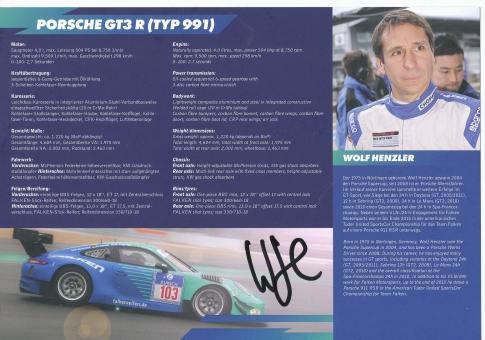 Wolf Henzler   Porsche   Auto Motorsport  Autogrammkarte original signiert 