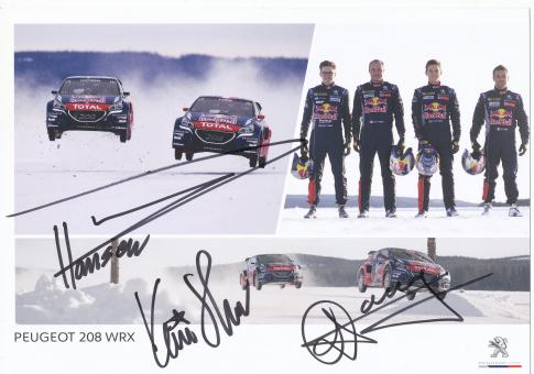 Timmy Hansen & Davy Jeanney & Kevin Hansen  Ralley  Auto Motorsport  Autogrammkarte original signiert 