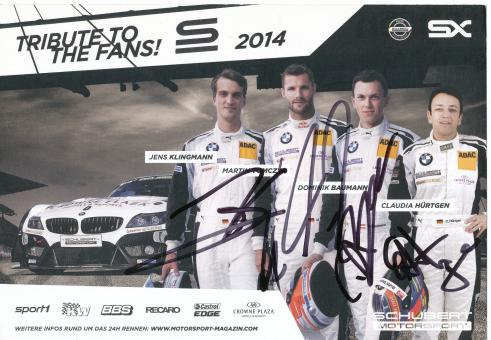 Jens Klingmann & Martin Tomczyk & Dominik Baumann & Claudia Hürtgen  BMW  Auto Motorsport  Autogrammkarte original signiert 
