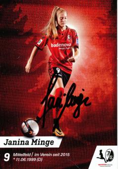 Janina Minge  2017/2018  SC Freiburg  Frauen Fußball Autogrammkarte original signiert 