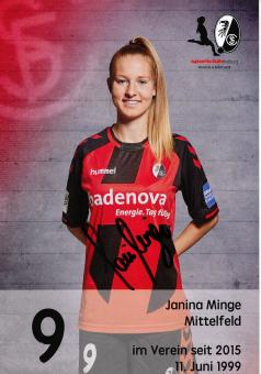 Janina Minge  2016/2017  SC Freiburg  Frauen Fußball Autogrammkarte original signiert 