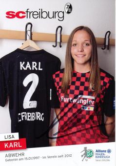 Lisa Karl  2015/2016  SC Freiburg  Frauen Fußball Autogrammkarte original signiert 