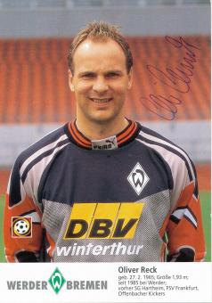 Oliver Reck  1996/1997  SV Werder Bremen  Fußball  Autogrammkarte original signiert 