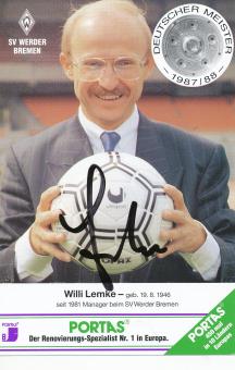 Willi Lemke  1987/1988  SV Werder Bremen  Fußball  Autogrammkarte original signiert 