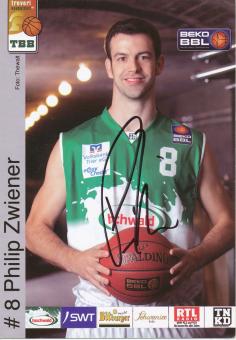 Philip Zwiener  TBB Trier  Basketball  Fußball Autogrammkarte original signiert 
