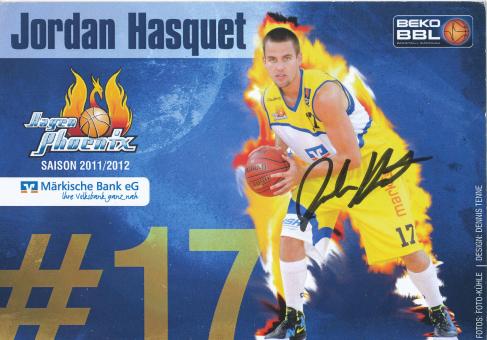 Jordan Hasquet  Hagen Phoenix  Basketball  Fußball Autogrammkarte original signiert 