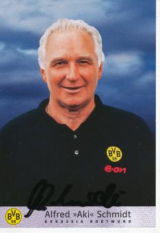 Alfred "Aki" Schmidt  † 2016    Borussia Dortmund  Fußball Autogrammkarte original signiert 