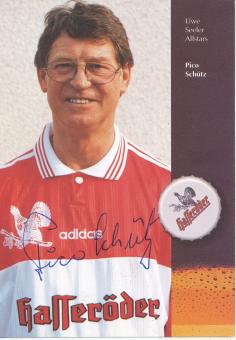 Arnold "Pico" Schütz † 2015  Uwe Seeler Allstars  Fußball Autogrammkarte original signiert 