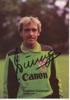 Siegfried Grüninger † 2016   1981/1982  VFB Stuttgart  Fußball  Autogrammkarte original signiert 
