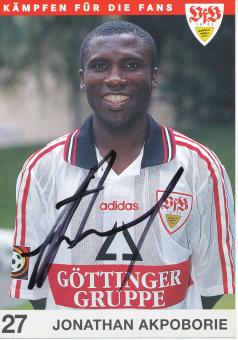 Jonathan Akpoborie  1997/1998  VFB Stuttgart  Fußball  Autogrammkarte original signiert 