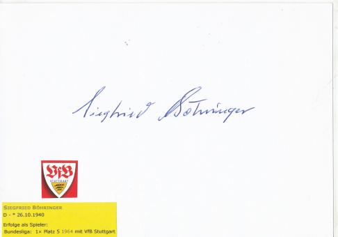 Siegfried Böhringer  VFB Stuttgart  Fußball Autogramm Karte  original signiert 