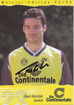 Rene Tretschok  1995/96  Borussia Dortmund  Fußball beschädigte Autogrammkarte original signiert 