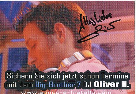 Oliver  Big Brother RTL   TV  Sender  Autogrammkarte original signiert 