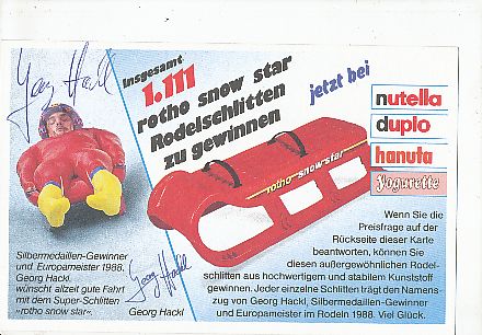 Georg Hackl  Rodeln  Autogrammkarte  original signiert 