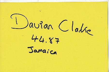 Davian Clarke  Jamaika    Leichtathletik  Autogramm Karte  original signiert 