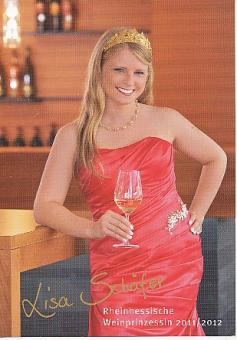 Lisa Schäfer  Rheinhessische Weinprinzessin  2011/2012  Autogrammkarte Druck signiert 