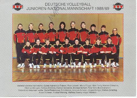 Deutsche  Volleyball Junioren Nationalmannschaft 1988/89 Autogrammkarte  original signiert 