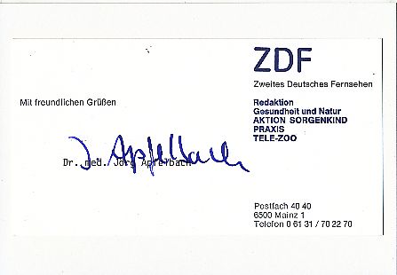 Jörg Apfelbach   ZDF   TV  Autogramm Karte original signiert 