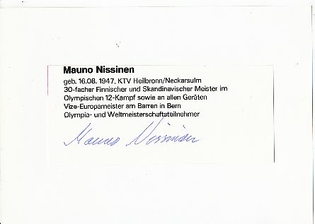 Mauno Nissinen  Turnen  Autogramm Karte original signiert 