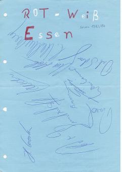 Rot Weiß Essen  1983/1984  Team  Fußball Autogramm Blatt  original signiert 