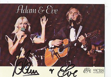 Adam & Eve  Musik  beschädigte Autogrammkarte original signiert 