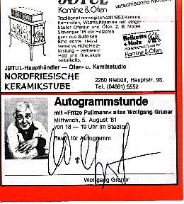 Wolfgang Gruner † 2002   Film & TV Blatt original signiert 