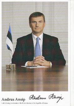 Andrus Ansip  Estland  Politik  Autogrammkarte Druck signiert 