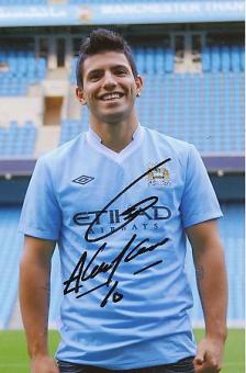 Sergio Agüero  Manchester City  Fußball Autogramm Foto original signiert 