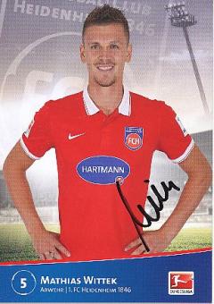 Mathias Wittek   2014/2015  FC Heidenheim  Fußball  Autogrammkarte original signiert 