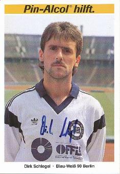 Dirk Schlegel   Blau Weiß 90 Berlin  Fußball  Autogrammkarte original signiert 