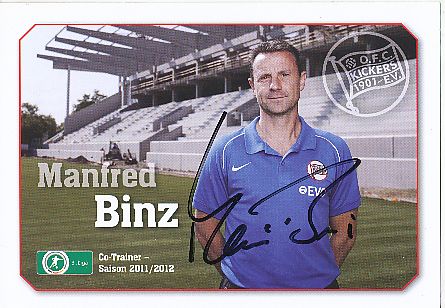 Manfred Binz  2011/2012  Kickers Offenbach  Fußball  Autogrammkarte original signiert 