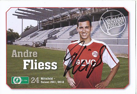 Andre Fliess   2011/2012  Kickers Offenbach  Fußball  Autogrammkarte original signiert 