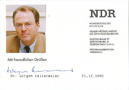 Jürgen Kellermann  NDR  TV  Karte original signiert 