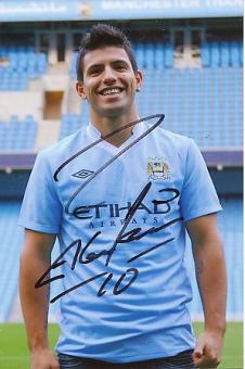 Sergio Agüero  Manchester City  Fußball Autogramm Foto original signiert 