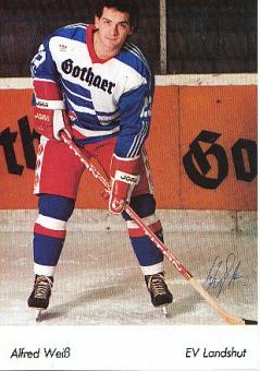 Alfred Weiß  EV Landshut  Eishockey  Autogrammkarte original signiert 