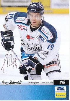 Greg Schmidt  Straubing Tigers  Eishockey  Autogrammkarte original signiert 