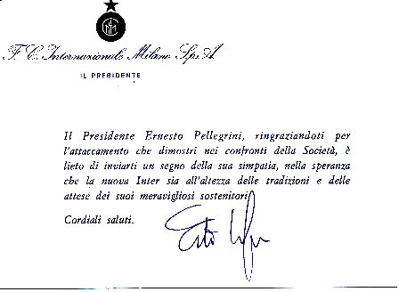 Ernesto Pellegrini  Inter Mailand  Fußball Autogramm Karte  original signiert 