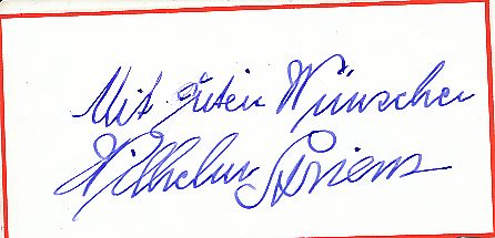 Wilhelm Strienz † 1987  Oper  Musik   Autogramm Blatt  original signiert 