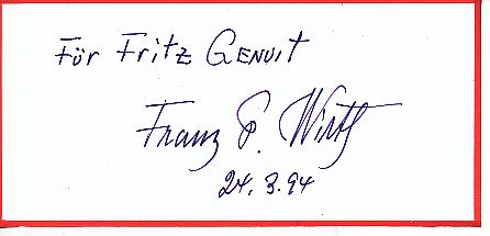 Franz Peter Wirth  † 1999  Film Regisseur  Autogramm Blatt  original signiert 