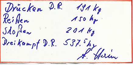 Arthur Haun  Gewichtheben  Autogramm Blatt  original signiert 