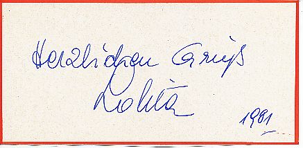 Lolita  Musik  Autogramm Blatt  original signiert 