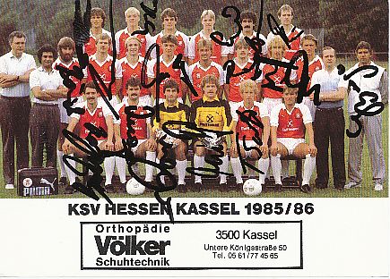 Hessen Kassel  1985/1986  Fußball Mannschaftskarte  original signiert 