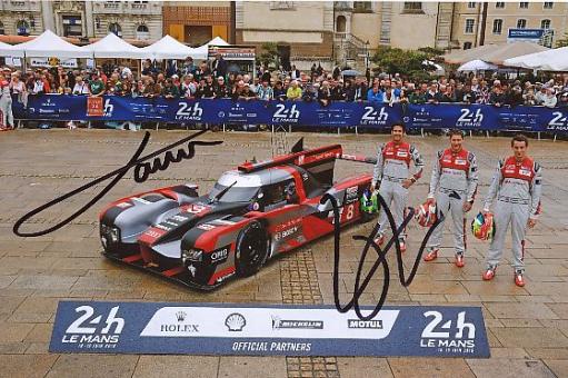Oliver Jarvis & Filipe Albuquerque  Audi 24h Le Mans Team  Auto  Motorsport  Autogramm 13 x 18 cm Foto original signiert 