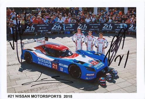 Matsuda & Ordonez & Schulschizki  2015  Nissan  Le Mans   Auto  Motorsport  Autogramm 13 x 18 cm Foto original signiert 