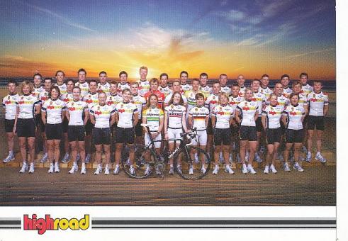 Team High Road  2008  Radsport  Team Mannschaftskarte nicht signiert 